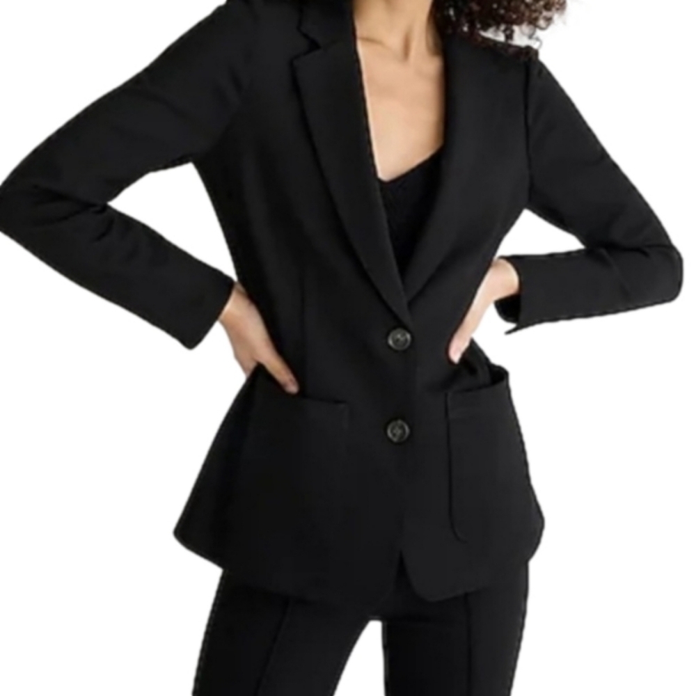 J Crew Black Two Button Patch Pocket Blazer Jacket